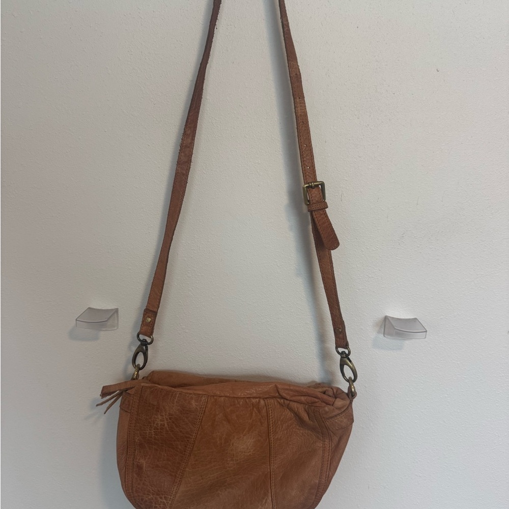 Free People Tan Leather Crossbody Bag